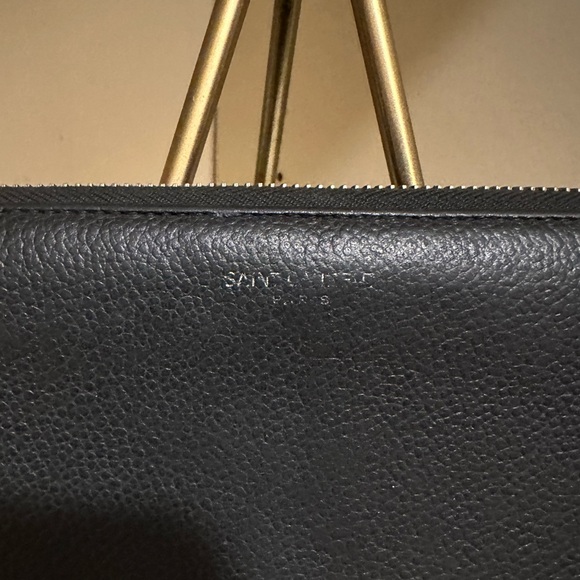 SAINT LAURENT PARIS Zip Around Wallet in Grain de Poudre Embossed Leather Black - Picture 2 of 12